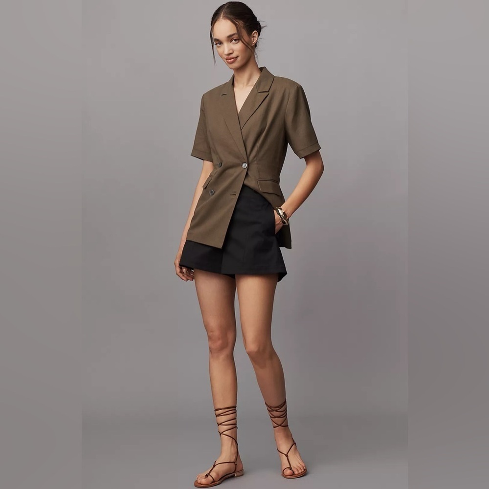 NWT! Anthropologie Dolan Left Coast Short-Sleeve Linen Blend Blazer - Size XS - Picture 3 of 5